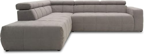 DOMO. collection Ecksofa Brandon, Sofa mit Rückenfunktion in L-Form, Polsterecke, Eckgarnitur Ottomane links 275 x 228 x 98 cm (BxTxH), grau