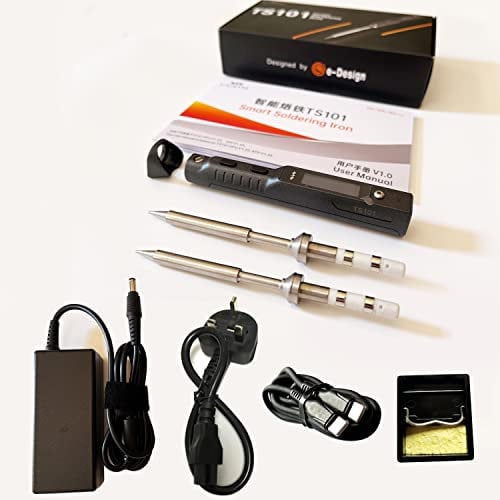 GoBuying Original Upgraded TS101 Original Portable USB-C Smart Soldering Iron Set with 24V/3A UK Power Supply and B2 Tip & BC2 Tip