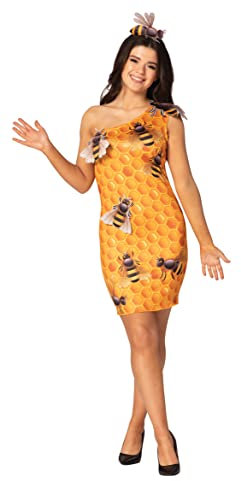Rasta Imposta Honey Comb Dress Costume Honeypot Honeycomb Bee Party Womens Dress Up Cosplay Halloween Costumes, Women's Size 4-8