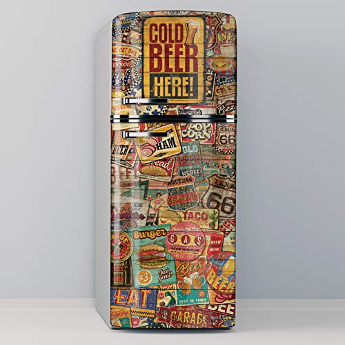 Vinyl-Aufkleber für Kühlschrank, speziell blasenfrei, Cold Beer Here (60 x 185 cm)