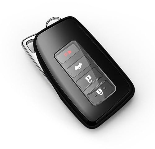Tukellen for Lexus Key Fob Cover Soft TPU Full Protection Key Shell Key Case Compatible with Lexus ES is GS NX LS RX RC 300h 350 200t 250 300 F 450h 460 600h Smart Keyless Fob Remote Key-Purple Black