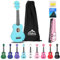 EastRock Ukulele Sopran 21 Zoll, Ukulele Kit für Baby Anfänger mit Tasche, Saite, Bedienungsanleitung (Hellblau)