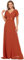Ever-Pretty Robe de Demoiselle d'honneur Longue Manches Volantées Col V Robe Femme Chic Et Elegant Orange Caramel 36