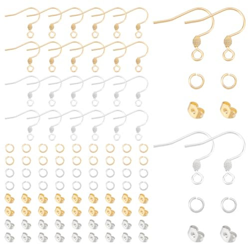 UNICRAFTALE Über 80 Sätze Edelstahl Ohrringe Herstellung Set 2 Farben Hypoallergen Ohrringhaken Mit Offene Sprungringe Ohrringe Selber Machen Set Für DIY Weihnachtstag Ohrringe Schmuckherstellung