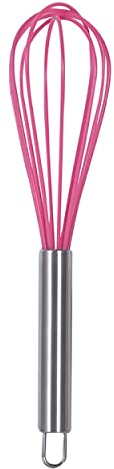 Hogar y Mas Varillas Cocina Silicona Acero INOX, BATIDOR Manual 25,5CM - Rosa