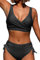 CheChury Maillot de Bain 2 Pieces Femme Bikini Push Up Vintage Femme Taille Haute Maillot Elégant Amincissante Bikini Shorty Deux Pièces