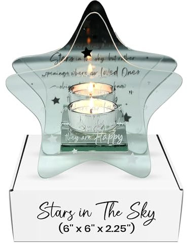 Pavilion Gift Company Sternförmige Teelichthalter aus Glas und Spiegelhalter, 15,2 x 15,2 x 5,7 cm