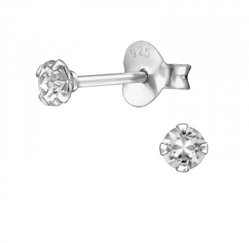 Bungsa Kristall-Ohrstecker mit echtem Kristall LA CRYSTALE 3mm 925 Silber Damen - Black Diamond