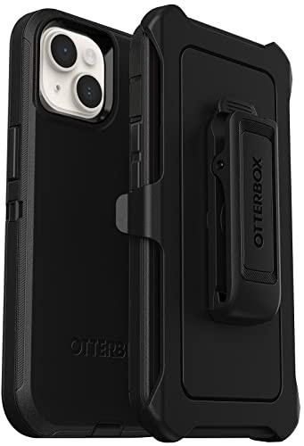 OtterBox iPhone 14 & iPhone 13 Defender Series Case - Black, Rugged & Durable, with Port Protection, Includes Holster Clip Kickstand