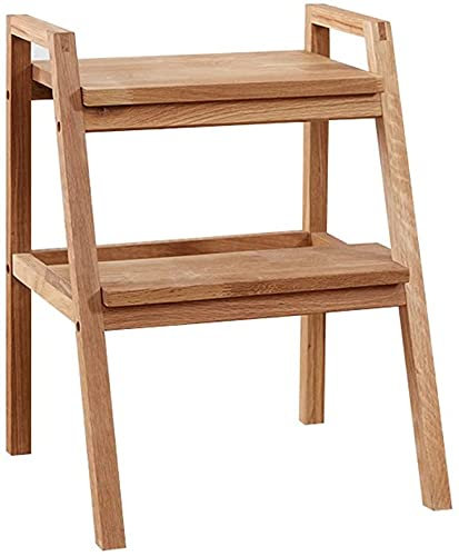 Tritthocker für Erwachsene Faltbarer Hocker Leiter Multifunktionsleiter 2 Stufen Eiche, 440 x 400 x 565 mm Bibliothekshocker