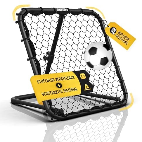 Racetex Rebounder für Fußball Kinder [STUFENLOS VERSTELLBAR] - Fußball Rebounder Kinder und Jugendliche - Prellwand Fussball für EIN besseres und abwechslungsreiches Training (Edelstahl Rebounder)