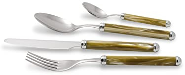 Rivadossi Rodi Champagne - Set di Posate per 6 Persone, 24 Pezzi - 100% Made in Italy, Artigianalità e Design - Acciaio Inox 18/10