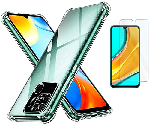 TD24H Funda para Xiaomi Redmi 10A - 9C Reforzada Antigolpes TPU Silicona + Protector Cristal 9H