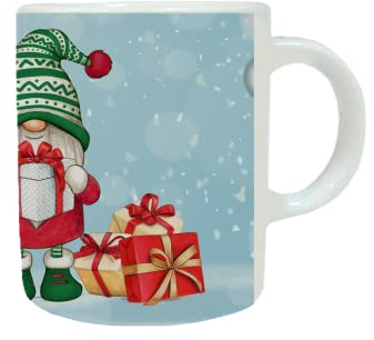 Cuor di Ceramica Tazza Mug Natalizia Merry Christmas con Gnomi personalizzata con nome (Gnomi) - 11 ounces
