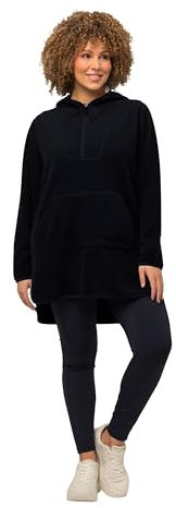Ulla Popken, Damen, große Größen, Long-Teddy-Fleecepullover, Kapuze, Zipper, Langarm
