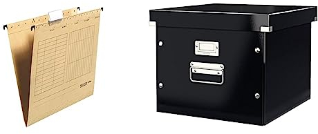 Original Falken 25er Pack Hängemappe UniReg & Leitz Click & Store Ablage- und Transportbox für Hängeregistratur, A4, schwarz, 60460095