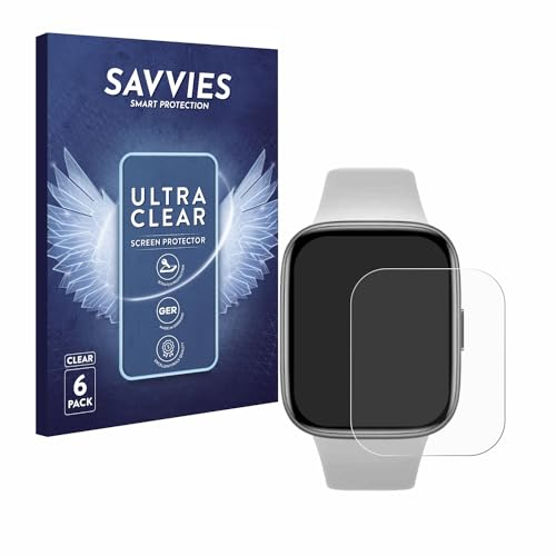savvies Protector Pantalla para Xiaomi Redmi Watch 3 Active (6 Unidades) Película Ultra Transparente