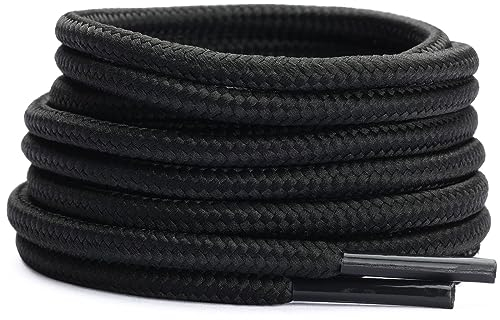 Handshop 2 paires de lacets de chaussures ronds 4 MM Lacets de chaussures de remplacement 120-180cm pour la course à pied, le sport et la marche (Noir 180cm)