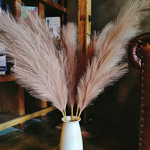 Décoration d'herbe de Pampa Artificielle Kaki Haute, 8 pièces de 110 cm, Grandes Fleurs de Pampa artificielles moelleuses, Longues Fausses Fleurs en Plumes pour Salon bohème