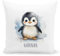 DEL MÀ Unique & Personal Pinguin Kissen personalisiert mit Namen Kinderkissen Kuschelkissen Kinder Geschenk Kinderzimmer Deko Junge Mädchen Zierkissen Dekokissen 40x40 cm inkl. Füllung und Bezug
