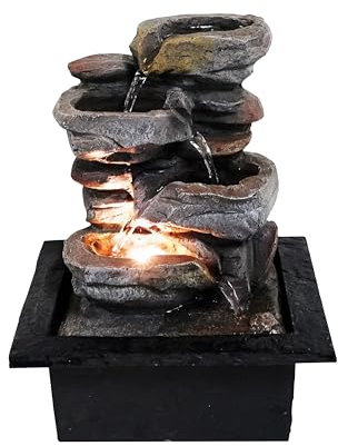 Fontaine LED Blanc Chaud pour l'intérieur ROCKFLOW - Casdade sur Les Roches - Imitation Nature apaisante - ARUM