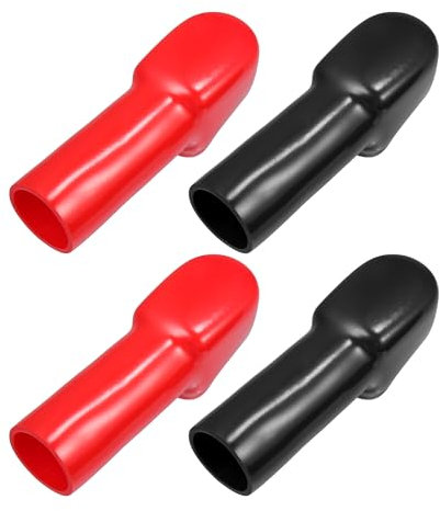 X AUTOHAUX 2 Pair Battery Terminal Cover Boot Protector Positive and Negative Cable Lug Caps for Cars Boat 1.54x1.02x1.22 Black Red