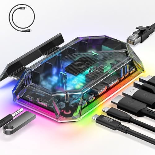 JSAUX RGB Docking Station Compatibile con Steam Deck (OLED)/ROG Ally/Legion Go, Dock Steam Deck 12 in 1 con 4K@120Hz HDMI e DisplayPort Gigabit Etherne USB-C 3.2 USB-A 3.2, Supporto VRR, ALLM, HDR
