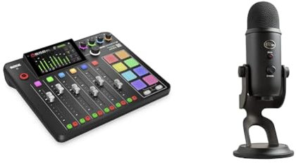 RØDE RØDECaster Pro II All-in-One Production Solution for Podcasting, Streaming, Music Production & Logitech Blue Yeti USB Microphone for PC, Mac, Gaming, Recording, Streaming, Podcasting, Studio