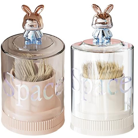 2 Pezzi Scatola per Stuzzicadenti, Porta Stuzzicadenti Coniglio, Barattolo per Stuzzicadenti, Porta Stuzzicadenti, Multifunzionale Porta Stuzzicadenti Bianco e Rosa, per la Casa, l'Esterno, Il Picnic