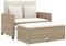 vidaXL Gartensofa mit Kissen 2-Sitzer, Outdoor Sofa mit Hocker mit Staufach, Couch mit abnehmbarm Bezug, Gartebmöbel Gartengarnitur, Beige Poly Rattan
