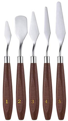 Set di Spatole 5 Pezzi di Spatole per Pittura in Acciaio Inossidabile per Pittura Ad Olio, Gesso, Gesso, Miscelazione o Diffusione di Pittura acrilica. Raschietto per Strumenti