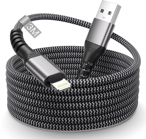 Extra Long 3M iPhone Charger Cable Apple MFi Certified, USB to Lightning Cable 3M iPhone Charging Wire Nylon Apple USB Cord Fast Charging i-Phone Charger Lead for i-Phone 14 13 12 11 Pro Max XS XR X 8
