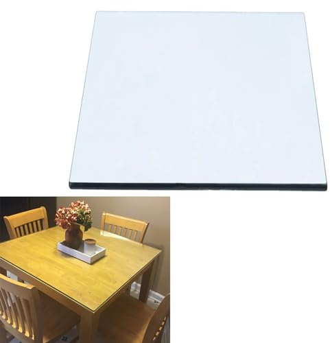 Glasplatte für Tischplatte, Glasplatte Eckig, Glasscheibe Aus GehäRtetem Glas, Schutzplatte mit 8mm Sicherheitsglas, Glasboden für Kamin (Klarglas), für Esstisch, Couchtisch, Bürotisch(95x95cm)