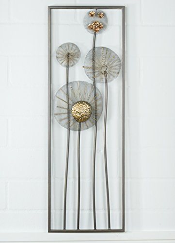 Colour-up Wandrelief Wandbild Blumen antik Silber/Gold Metall - Gilde