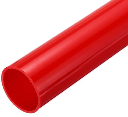 sourcing map 2 Inch PVC Rigid Tube Round Pipe Hardware Tubing 45mm(9/5 Inch) ID 50mm OD 350mm Red High Impact for Water Pipe Crafts Cable Sleeve