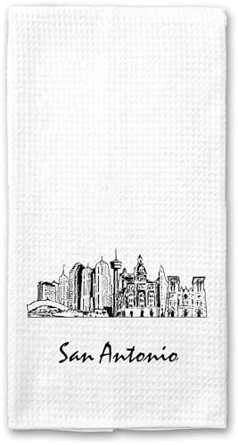 NTGifts San Antonio Skyline Handtuch – Antonio Handtuch – Stadtbild Küchentuch – San Antonio 40,6 x 61 cm Handtuch – Geschirrtuch