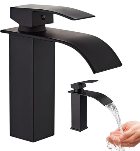 Robinet de salle de bain noir : robinet cascade salle de bain noir robinet de lavabo eau chaude et froide large bec mitigeur mitigeur lavabo chaud et froid réglable