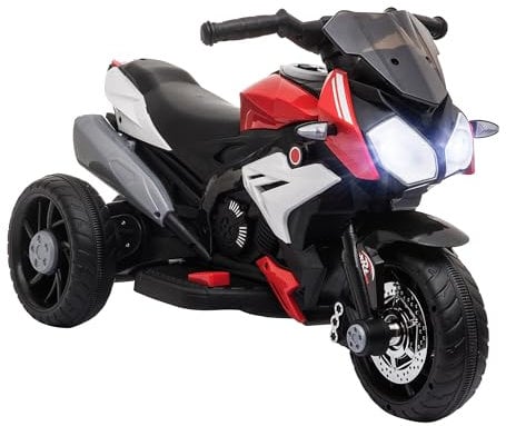 HOMCOM Elektro Kindermotorrad Elektromotorrad mit Musik, Scheinwerfer, Kinder Elektro Motorrad für Kinder von 3-5 Jahren Schwarz+Rot