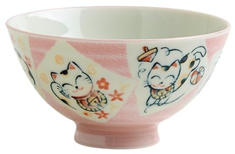 Starry Mart Japanese Style Bowl Ceramic Soup Bowls, Serving Bowls for Salad, Noodle, Porridge, Rice Width 11.5cm | Height 6.2cm (Lucky Cat)