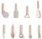 CREATE/Pack de 9 utensilios de cocina arena/Pelador de fruta y verdura, cuchara para helado, batidor de mano, rallador, exprimidor, cortador de pizza, abridor, prensa para ajos