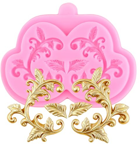 XMOLDNMS Baroque Fondant Mould European Relief Scroll Silicone Moulds Vine Grass Cake Border Decoration Mould for Sugar Cake Decorating Cupcake Topper Chocolate Gum Paste Candy Polymer Clay