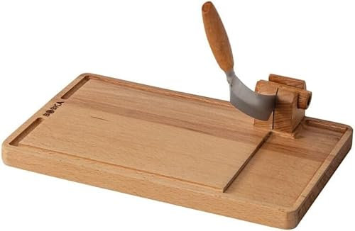BOSKA Lumberjack Amigo - Tagliere per formaggio con coltello da formaggio, in legno di faggio di alta qualità e acciaio inox, per formaggio e salsicce, taglio sicuro, con grondaia, 23 cm