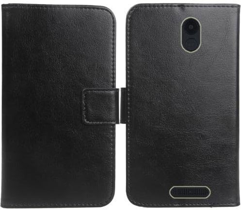 Anybird PU Flip Folio Leather Case For Panasonic KX-TU155EXBN 2.4 Business Phone Protection Protector Protective Cover Skin Pouch Etui (Black)