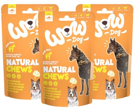 WOW Dog Pferdefleisch 3 x 250g | für natürliche Zahnpflege & Beschäftigung
