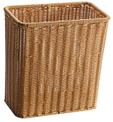 LOVIVER Poubelle à déchets rectangulaire étroite avec couvercle ouvert pour salle de bain, cuisine, buanderie, Brun