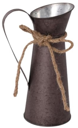 Colcolo Milchkännchen Vase Blumeneimer Shabby Chic Krug Retro Blumentopf Blumen Arrangement für Hochzeit Tisch Garten Zimmer Bad, Braun