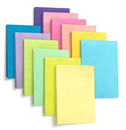 AiTodos 1200 Stück Haftnotizen, 76 x 50 mm, 12 Bücher - 100 Blatt/Buch, Sticky Notes zum Markieren und Hervorheben von Seiten, leicht zu beschreiben, selbstklebend, für Schule, Büro – 12 Farben