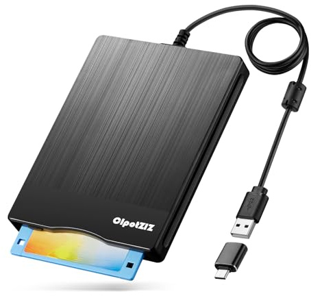 CIpotZIZ Lettore di floppy disk esterno da 3,5 pollici, USB A&C, unità floppy disk 3 1/2, convertitore/lettore/lettore/trasferimento per laptop desktop PC compatibile con Windows 11/10 (texture