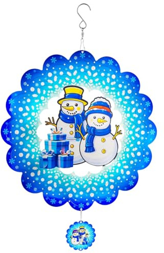 Flaroey Wind Spinners 3D, Christmas Hanging Wind Spinner for Christmas Decor, 12Inch Yard Art Decorations Snow Man for Christmas