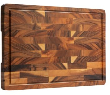 FYCTIO Walnut Cutting Board for Kitchen, Wooden Cutting Boards | End Grain Cutting Board with Juice Groove & Handles, 16.5, natural oil finish, non-slip feet,rounded edges, gift box